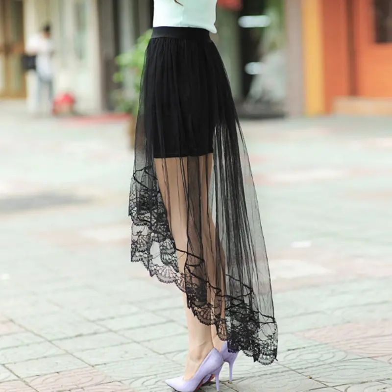 Женская кружевная юбка черная и белая|lace skirt|long lace skirtfashion short skirt |