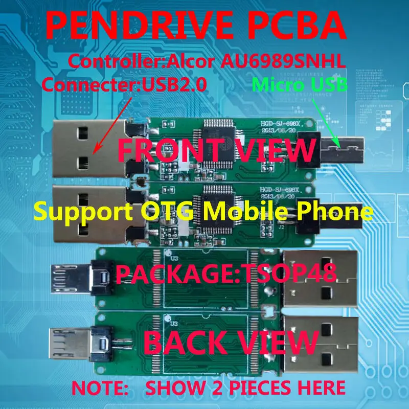 USB флэш накопитель PCBA AU6989SNHL GT Pendrive OTG двойной порт диск контроллер: MicroUSB и usb