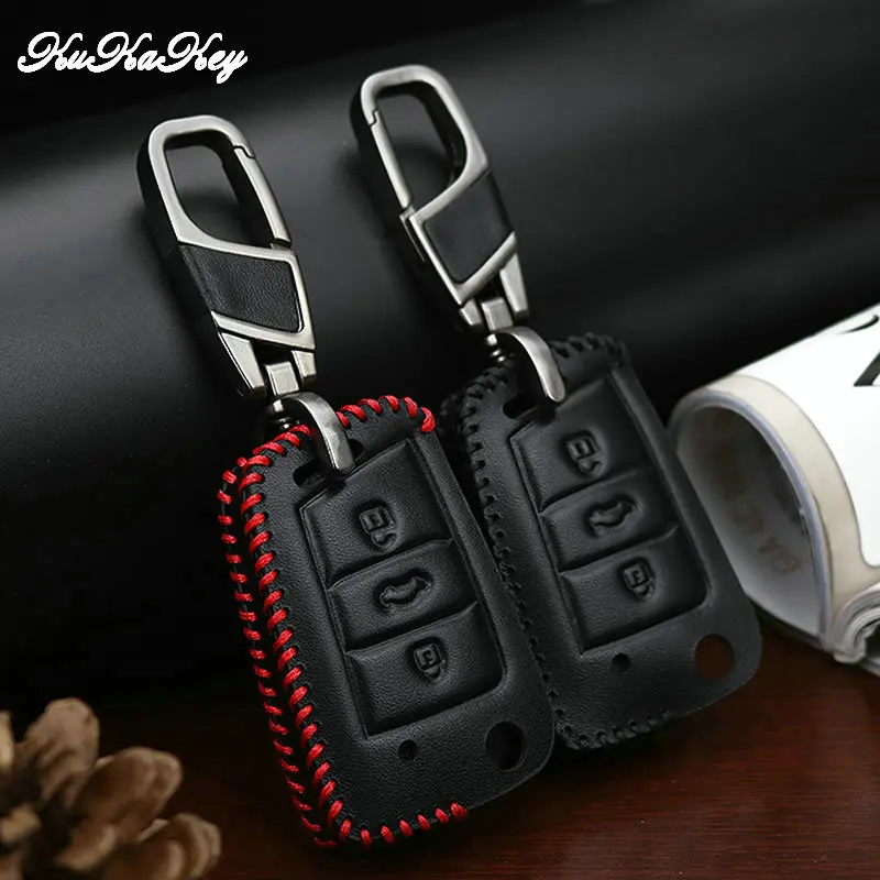 Кожаный чехол для автомобильного ключа KUKAKEY сиденья Leon Ibiza CUPTRA Skoda Octavia VW Polo 2016 golf 7
