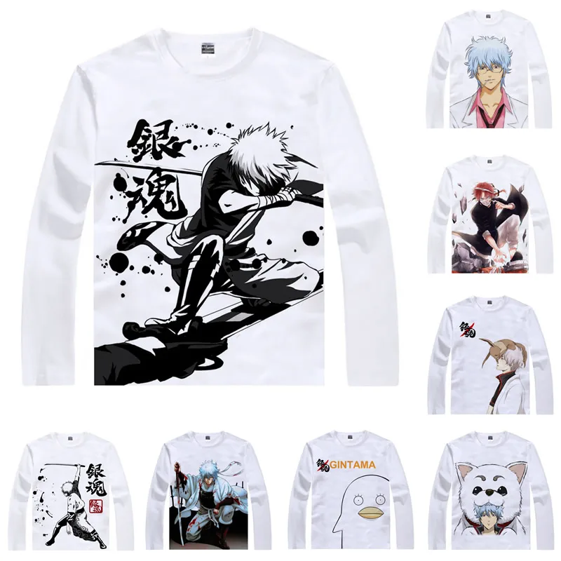 Футболка Coolprint с аниме GINTAMA Джин Тама серебристая душа футболки длинным рукавом