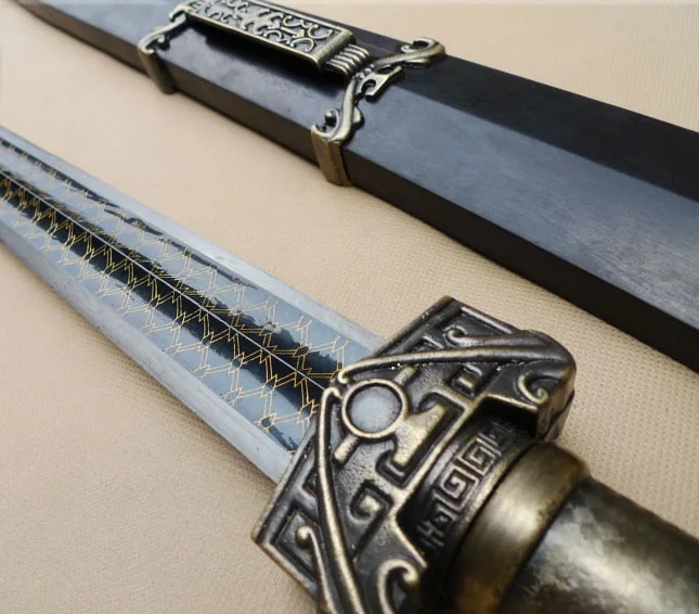 S0323 Троецарствие общие Sun Quan черный клинок дамаск меч нож 38"
