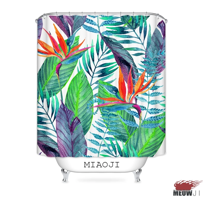[MIAOJI] пышные Гигантские Зеленые листья растения ткань занавеска для душа Ванная
