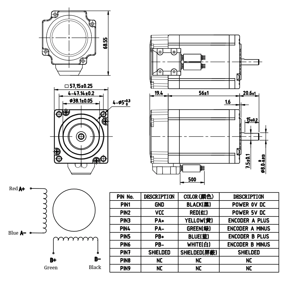 NEMA23 1 2 нм 171oz-in 4.5A замкнутый контур шаговый комплект Гибридный шаг-Серводвигатель