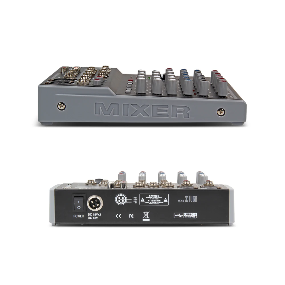 XTUGA MX8 8 Каналы 3-полосный аудио музыкальный микшер микшерный пульт с USB XLR линии Вход 48В Мощность для Запись для ди-Джея свет для сцены парти