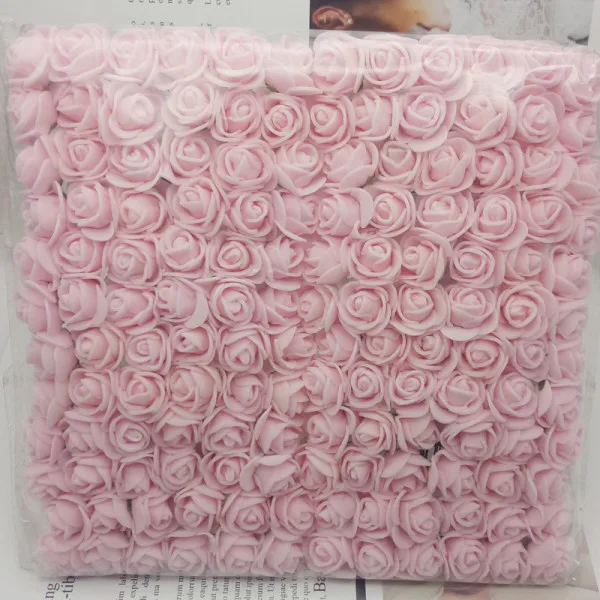 light pink 144 ps 2 см мини пена Искусственный цветок розы Букет Многоцветный Роза свадебное украшение цветок Скрапбукинг искусственный цветок Роза - Цвет: light pink