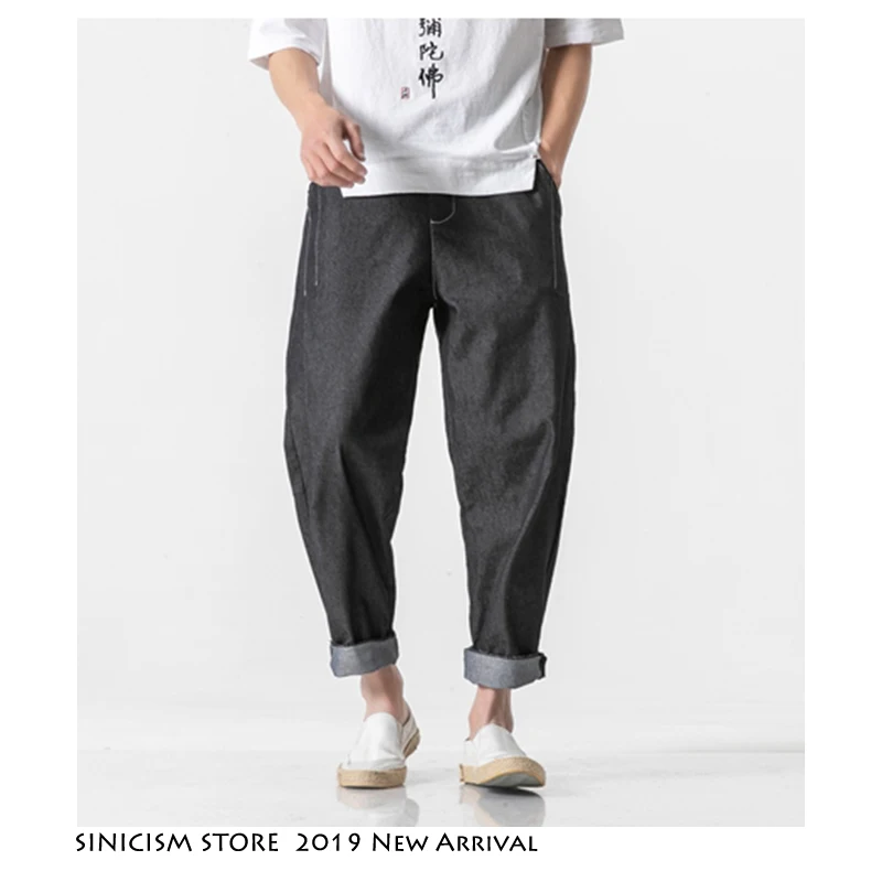Мужские джинсы с вышитыми буквами Sinicism Store черные винтажные джинсовые брюки