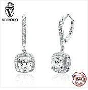 Voroco настоящий 925 пробы серебряные религиозные серьги-капли с крестиком черный циркон Винтажные серьги для женщин Роскошные ювелирные изделия VSE141