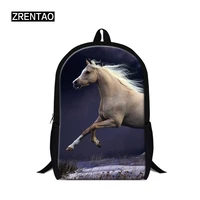 zrentao 3d horse school backpack bookbag for teengaers mochilas pupils double shoulder bag travel bags