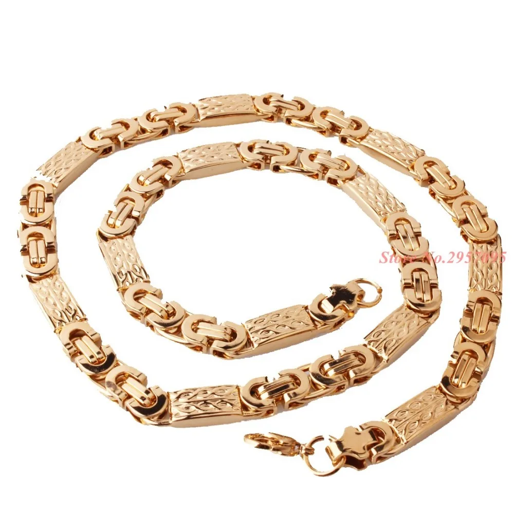 Мужское плоское византийское ожерелье 7-40 дюймов цепочка из нержавеющей стали