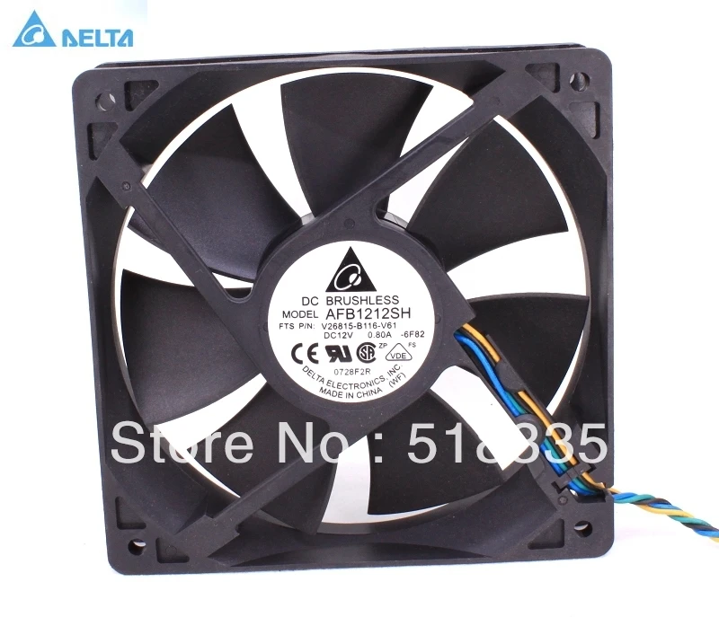 Pc Fan 120mm 12V for Delta AFB1212SH 1225 12025 120*120*25mm 0.80A Cooling Fan,4-Pin Pwm for Computer Cpu Server