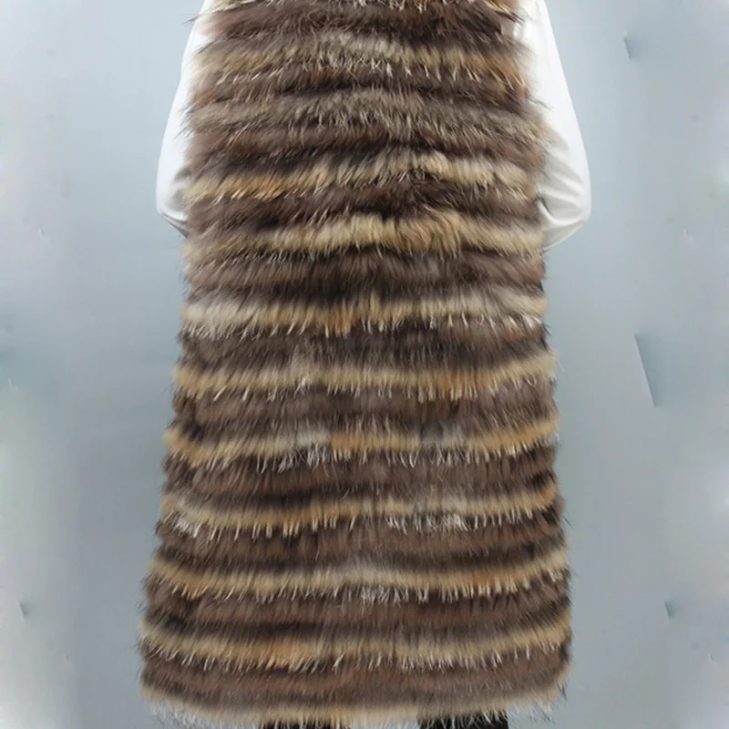 Женский Длинный жилет из меха енота зимний натурального 2021|style vest|veste stylefur vest |