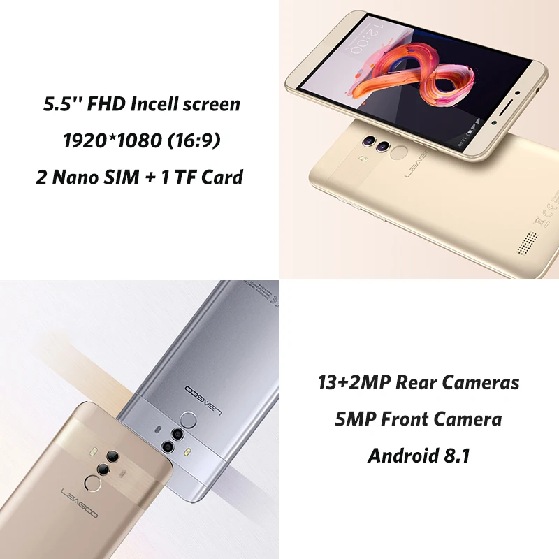 LEAGOO T8 2 Гб 16 мобильный телефон Android 8 1 5 ''incell экран FHD MTK6750T Octa Core Face ID 13MP двойная