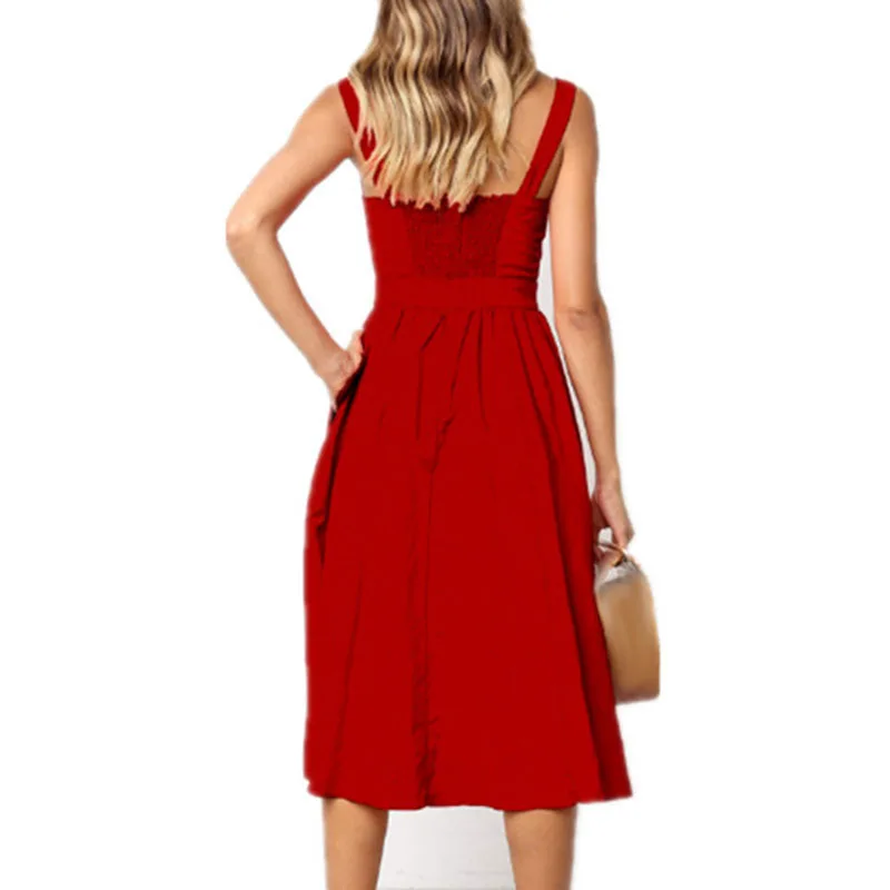 Женское платье без рукавов вечерние одноцветные с квадратным вырезом на тонких