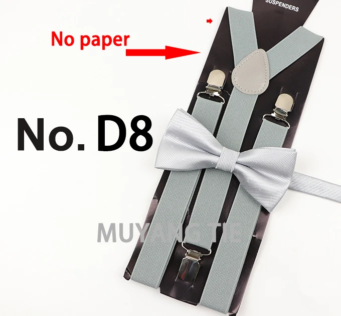 Soild Color Man Polyester Belt Bow Tie Set Woman Men's Suspenders Butterfly Clip-on Y-Back Braces Elastic Women Adjustable