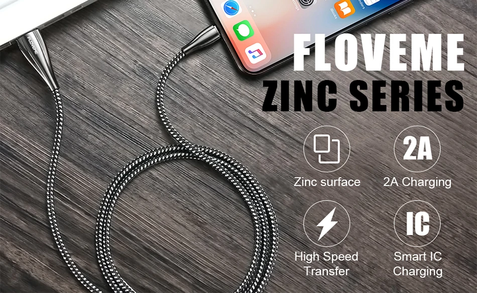 Кабель для мобильного телефона FLOVEME для iPhone XS MAX XR 7 8 Plus, кабели для быстрой зарядки USB для iPad, нейлоновый кабель для передачи данных из цинкового сплава