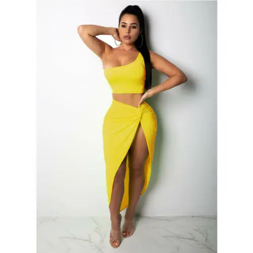 Новый стиль Женский комплект топ короткая юбка Bodycon вечерние из двух предметов