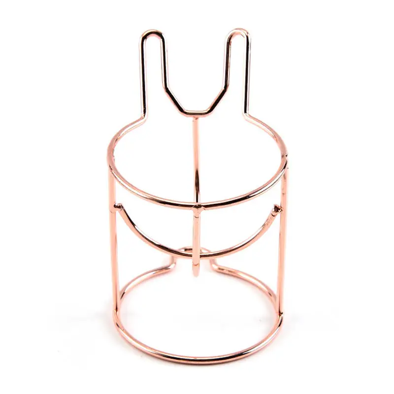 rose gold rabbit Милая металлическая подставка для макияжа, мини вешалка для сушки, косметическая пудра, блендер, домашняя стойка для хранения, губка, подставка для сушки, держатель - Цвет: rose gold rabbit