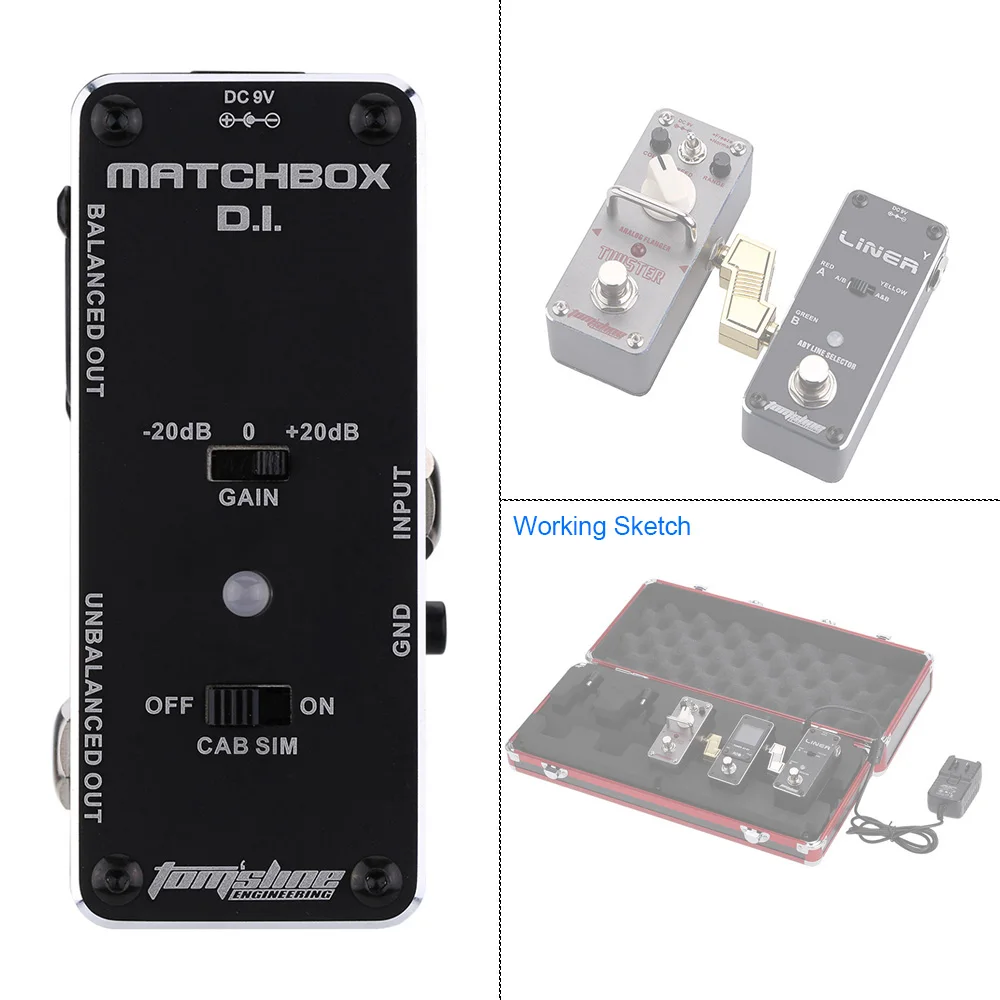 

AROMA AMX-3 MATCHBOX D.I. Transfer Guitar or Bass Signal Directly to Audio System Mini Analogue Effect Pedal True Bypass