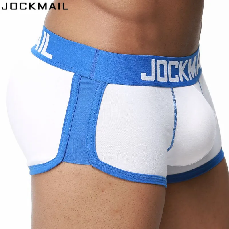JOCKMAIL Brand Enhancing Mens Underwear Boxers Trunks with Sexy Bulge Gay Penis Pouch  Front + Back Double Removable Push Up Cup