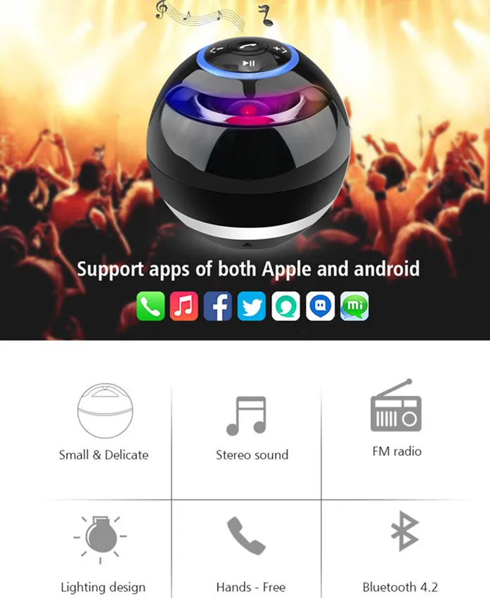Беспроводной Bluetooth динамик с микрофоном и поддержкой TF карты USB MP3 FM AUX|bluetooth