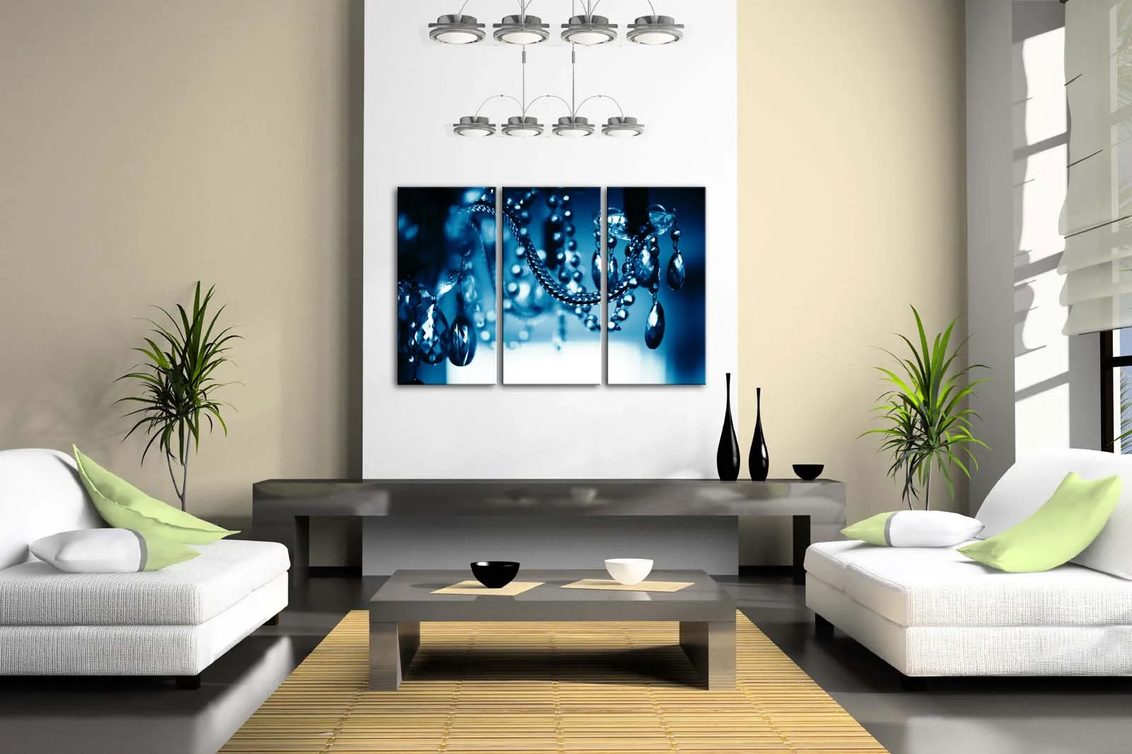 3 фотографии в рамке настенные художественные картины люстра синий холст Печать