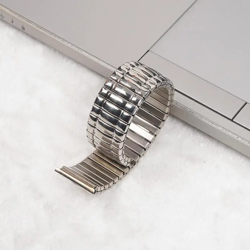

10 12 14 16 18 20 MM Watch Band Strap Silver Metal Watch Bracelets Stretch Expansion Steel Parts Watch Accessories