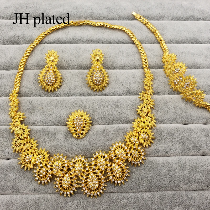 JHplated изысканные роскошные Дубаи Ювелирные наборы золотого цвета Индия Нигерия