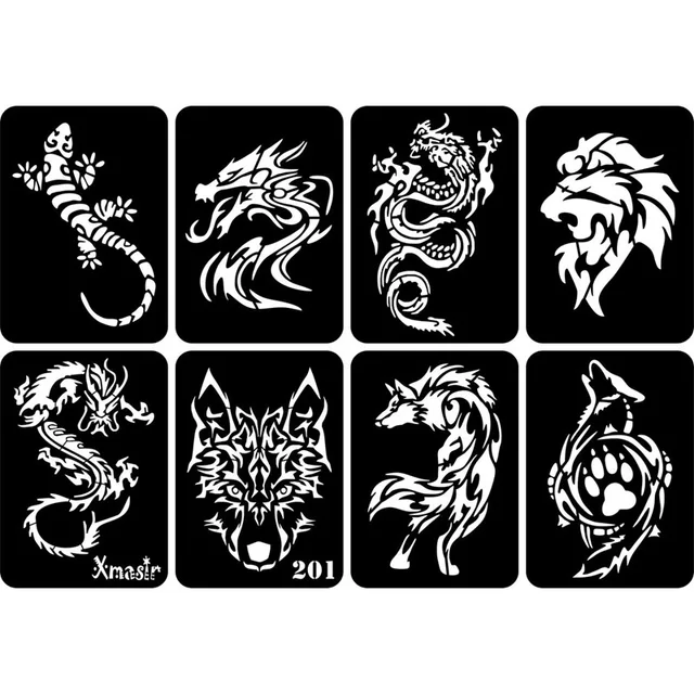 32pcs Airbrush Temporary Tattoo Stencil for Men Arm Back Body Art Painting DIY Glitter Templates Fake Tattoo Set 6.7cm*9.5 Cm 3