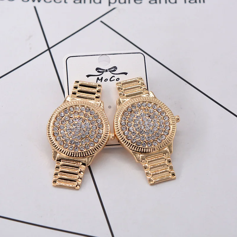 Новые модные серьги в форме металлических часов стиле барокко Женские Ювелирные