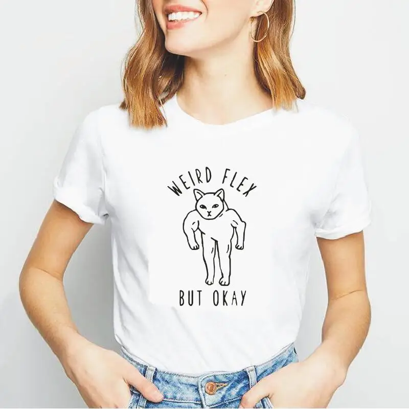 Welrd гибкая но хорошая мультяшная печать хлопковая футболка с коротким рукавом