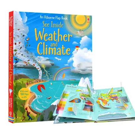 

Usborne britain English Picture Flip Learning Education books kids baby Children See inside weather and climate over 100 flaps