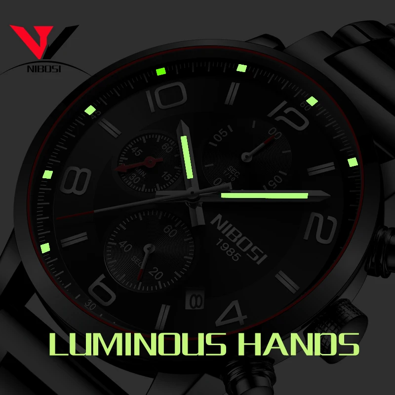 NIBOSI спортивные мужские часы военные армейские кварцевые аналоговые