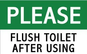 Please flush toilet after using,100x60mm,Self adhesive label sticker,product code PL10, free shipping