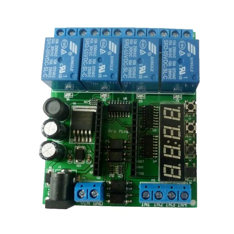 1 шт. DC 5-24 V 4ch Pro мини плата plc Релейный Щит модуль для Arduino светодиодный переключатель таймера задержки включения/выключения дисплея