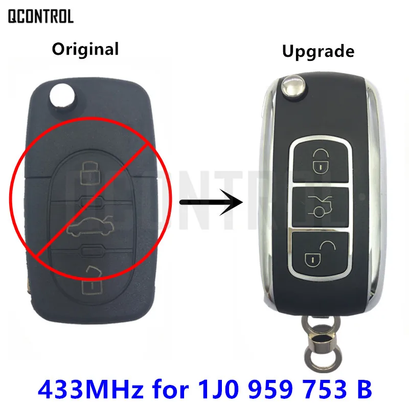QCONTROL обновленный Автомобильный Дистанционный ключ 433 МГц 48 Чип для VW/VOLKSWAGEN 1J0959753B