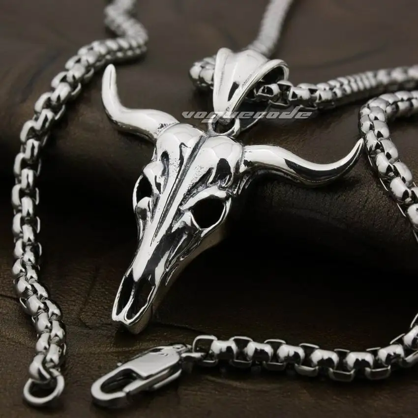 LINSION высшее качество Очаровательная большая фотолампа серебряная 8B004|biker pendant|buffalo