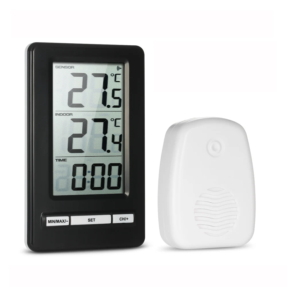 LCD Digital Wireless Thermometer Indoor and Outdoor Temperature Measurement C/F Max/Min Value Display 12H/24H Clock | Дом и сад