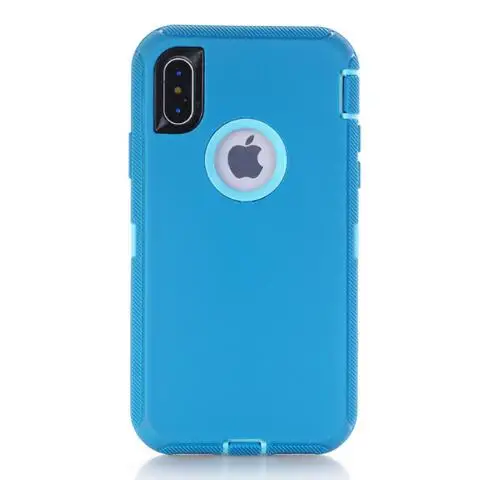 Blue Защитный чехол для iPhone7 6 Plus 6s 8 8 plus X 3 в 1 шт. резиновые гибридные тяжелые военные противоударные панцири чехлы для iPhone XR XS MAX - Цвет: Blue