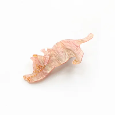 yellow pink Новые молодые девушки заколки Элегантный женский акриловый Заколки для волос 5 шт. девушки головной убор включается милый кот Форма, модный аксессуар для волос - Цвет: yellow pink