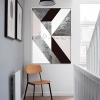 modern geometric triangular black white grey painting acrylic wall art pictures canvas painting for living room home decor