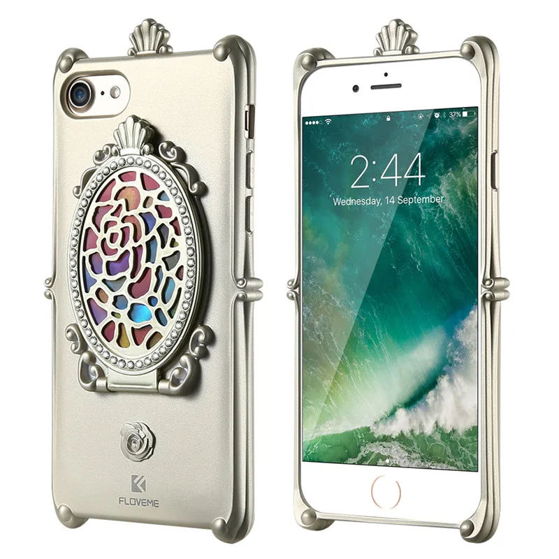 Gold FLOVEME модный девчачий Макияж Зеркало чехол для iPhone 8 7 6 6s Plus 5 силиконовые мягкие чехлы с подставкой для iPhone 55 SE 5 Чехол - Цвет: Gold