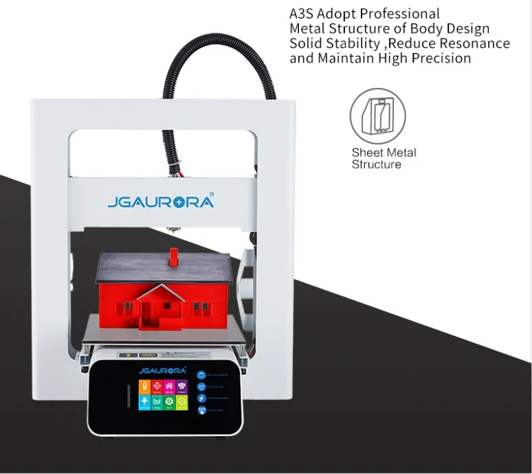 JGAURORA A3S 3d принтер легко собрать цветной сенсорный экран 205x205x205 печать SD карты печать бесплатные подарки