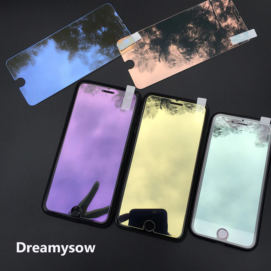 Цветное зеркальное закаленное стекло для iPhone X XR XS 12 Pro MAX 8 7 6 6s Plus 11Pro 9H защита