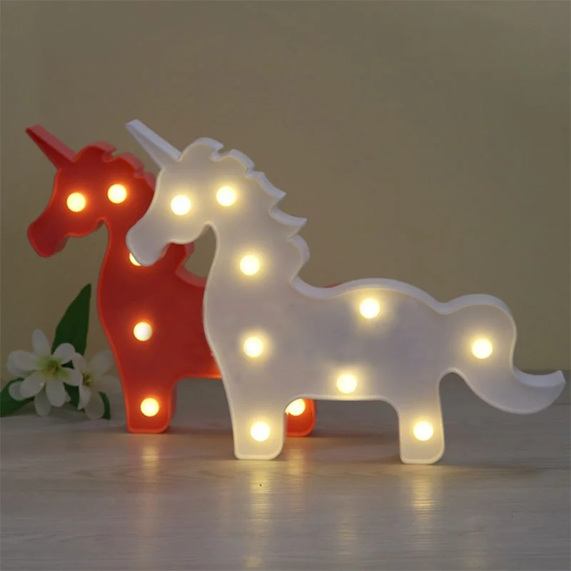 

Marquee Sign Unicorn LED Letter Table Lamp Night Light Romantic Dim Mood Children Day Gifts Room Decoration AA Battery Operated