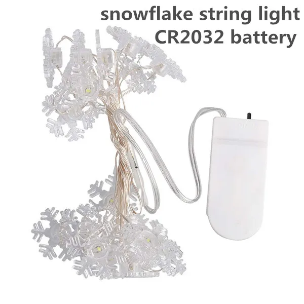 CR2032 SnowflakeType Гирлянда в виде снежинок Свет Рождества 10/20/50LED светодиодная гирлянда на открытом воздухе AA BatteryUSB питание гирлянда светильники Декоративное освещение - Испускаемый цвет: CR2032 SnowflakeType