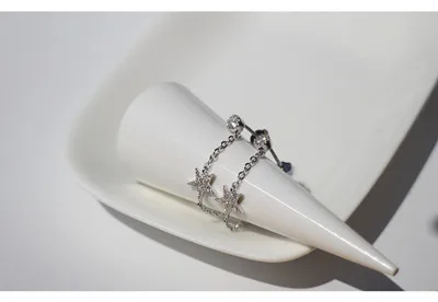 1 pair Серьги из стерлингового серебра 925 пробы, модные серьги-гвоздики с цирконием в форме звезды, короткие серьги в виде проволоки, милые универсальные простые серьги для девушек - Окраска металла: 1 pair
