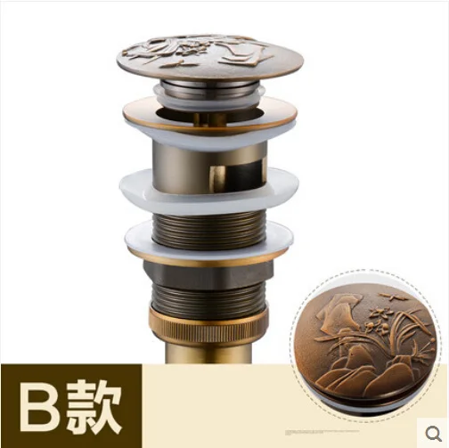 Antique Brass B Мульти-выбор ванная комната латунь Раковина всплывающее сливное круглое покрытие бассейна сосуд раковина отходов Слив - Цвет: Antique Brass B