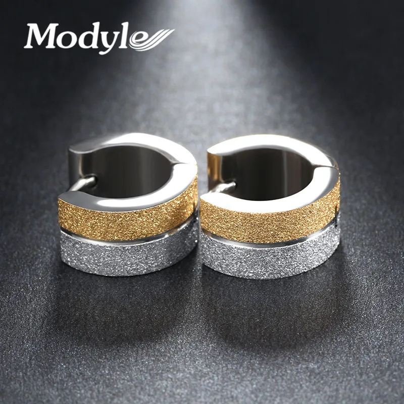Женские серьги кольца из нержавеющей стали золотого и серебряного цвета
