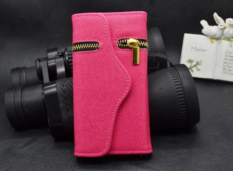 Чехол кожаный молния магнитный мешок бумажник перевёрнутый карта держатель