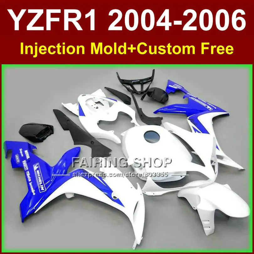

Обтекатели из АБС-пластика под заказ для мотоциклов YAMAHA R1 2004 2005 2006 YZF R1 YZF1000 04 05 06 комплекты обтекателей белого и синего цвета